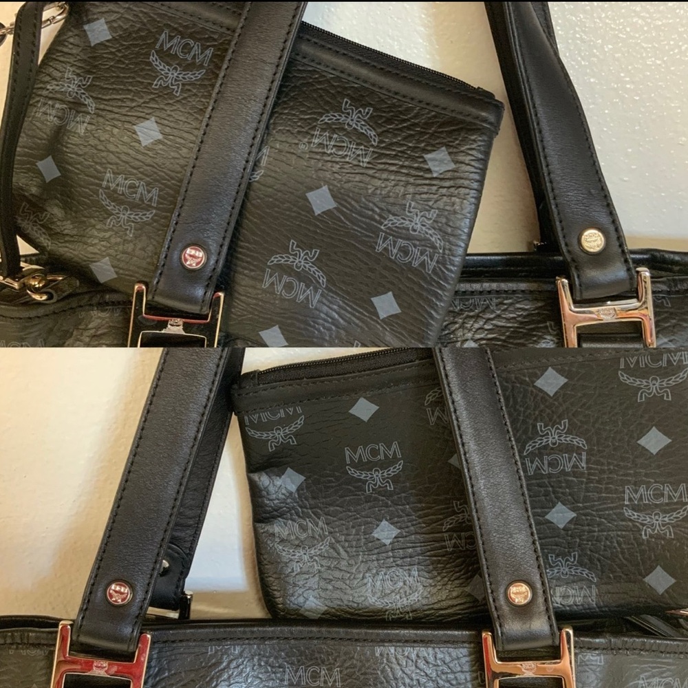 MCM Black and Gray Tote with Pouch - Picture 11 of 12